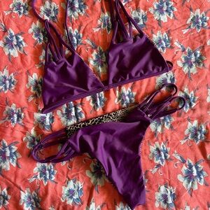 Acacia Swimwear Purple Strappy Bikini Set